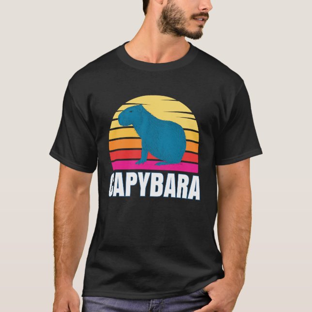 Capybara Capybara Rodent Pet Animal Sunset T Shirt (Framsida)