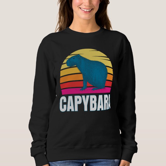 Capybara Capybara Rodent Pet Animal Sunset T Shirt (Framsida)