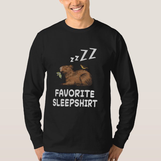 Capybara Capybaras Nap Sleeping Pajama Natt T Shirt (Framsida)