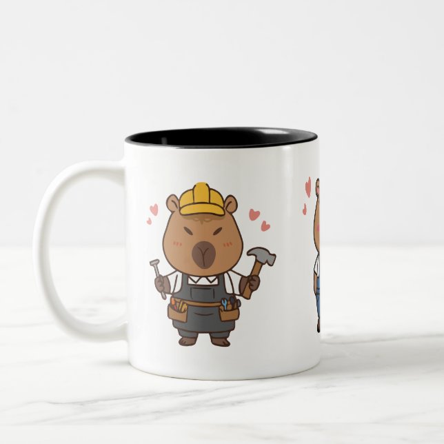 Capybara Carpenter Mugg | Funny Woodworking Coffee (Vänster)