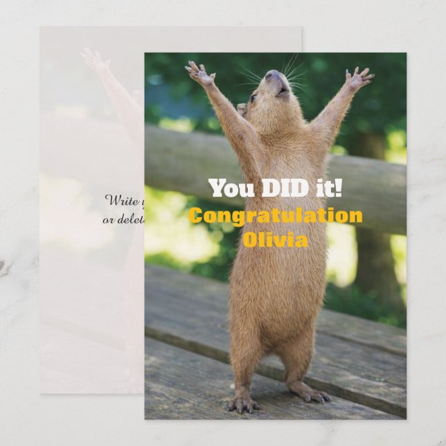 🎓Capybara Celebration Card – Custom Congrats Edit Inbjudningar (Fram/baksida)
