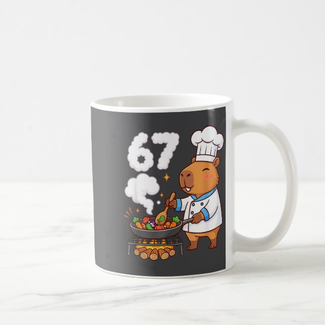 Capybara Chef 67 Six Seven Funny Brain Rot Meme Gr Kaffemugg (Höger)