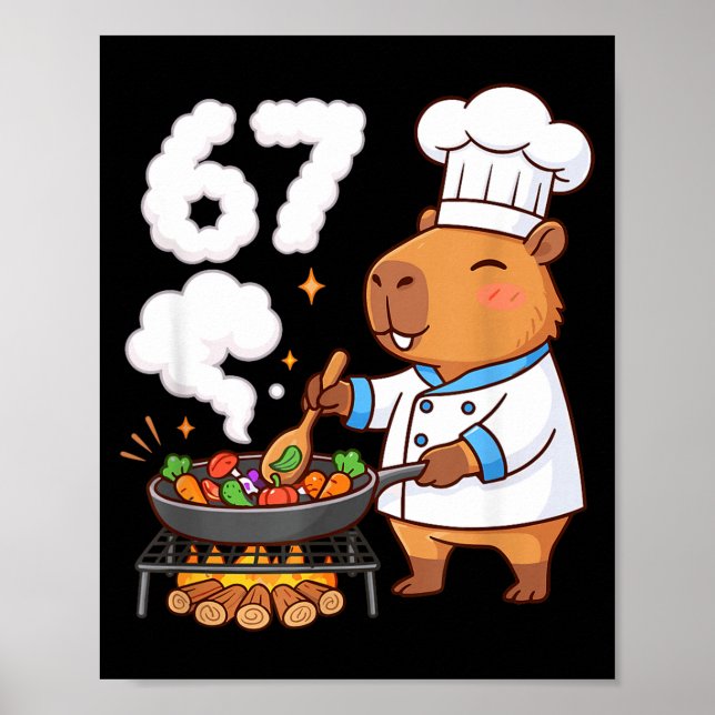 Capybara Chef 67 Six Seven Funny Brain Rot Meme Gr Poster (Framsidan)