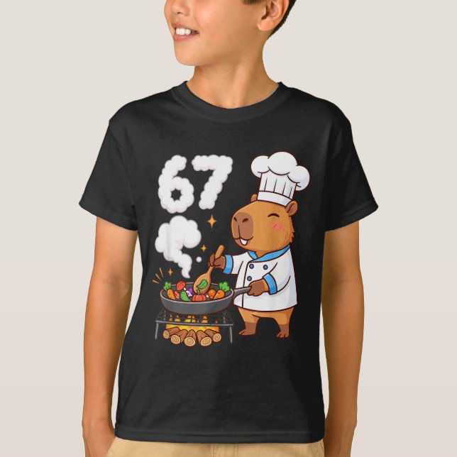Capybara Chef 67 Six Seven Funny Brain Rot Meme Gr T Shirt (Framsida)