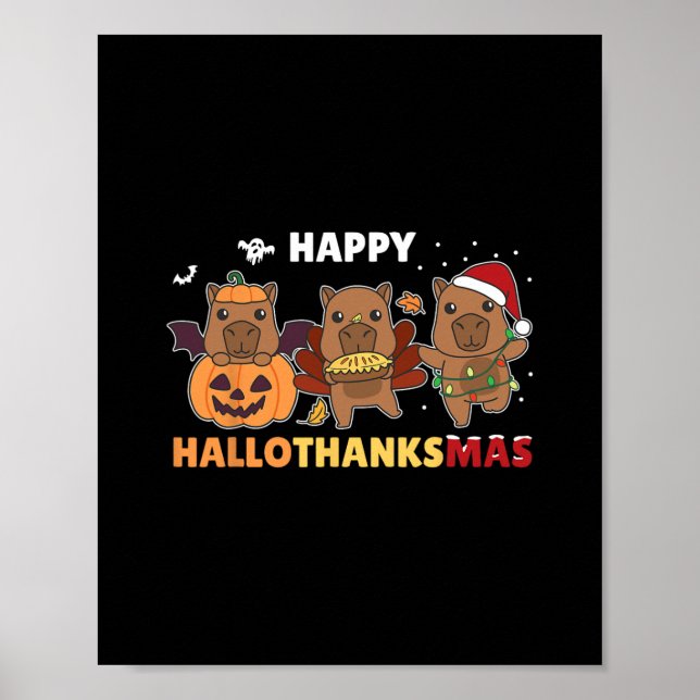 Capybara christmas halloween costume lycklig hallo poster (Framsidan)