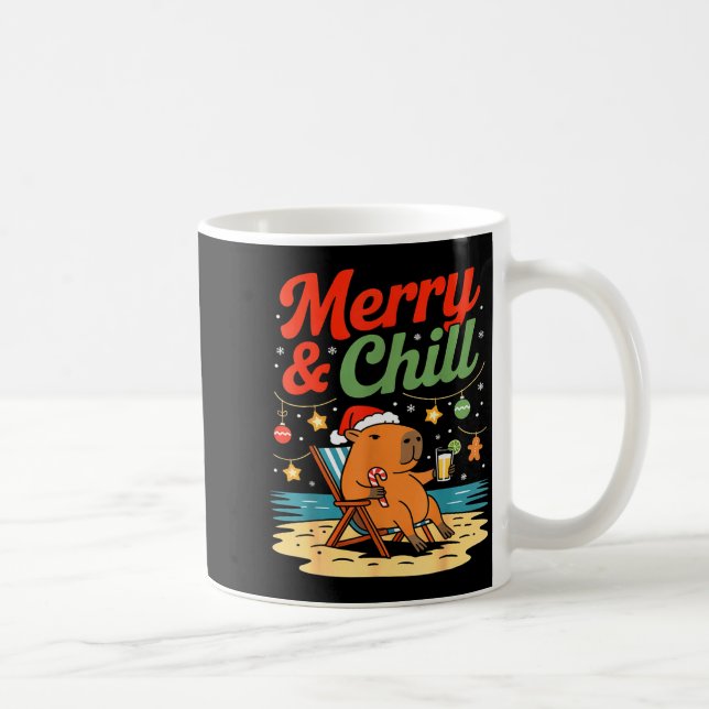Capybara Christmas Holiday Beach Vibes Merry And C Kaffemugg (Höger)