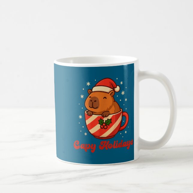 Capybara Christmas Shirt, Funny Capy Holidays  Kaffemugg (Höger)