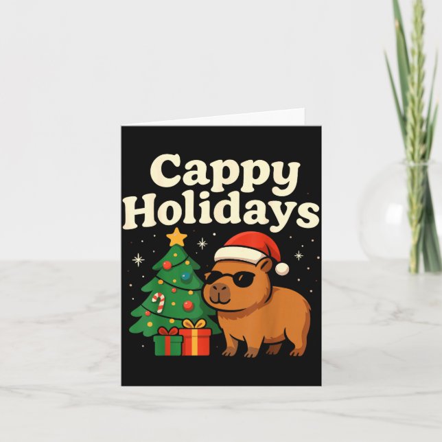 Capybara Christmas Shirt, Funny Capy Holidays  Kort (Framsida)