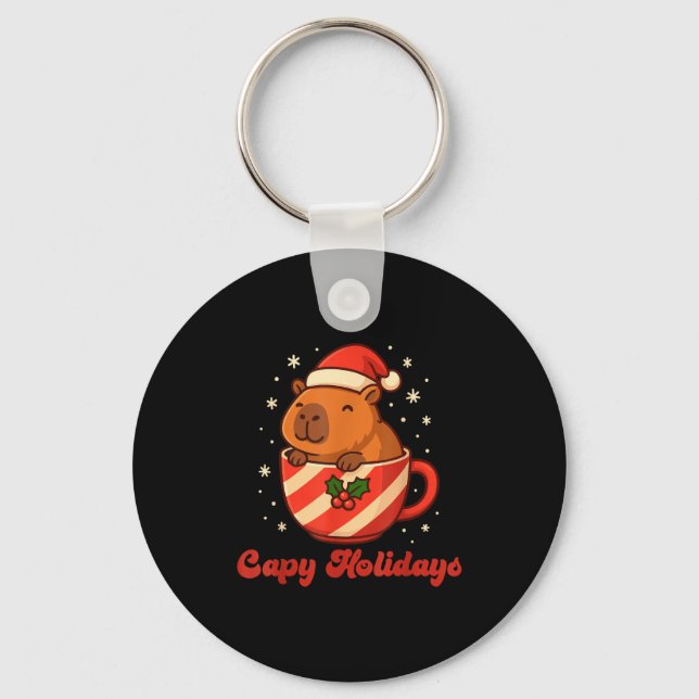 Capybara Christmas Shirt, Funny Capy Holidays  Nyckelring (Framsida)