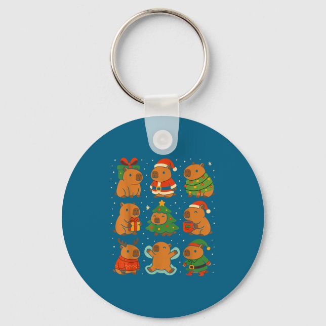 Capybara Christmas Shirt, Funny Capy Holidays  Nyckelring (Framsida)