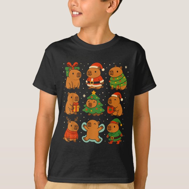 Capybara Christmas Shirt, Funny Capy Holidays  T Shirt (Framsida)
