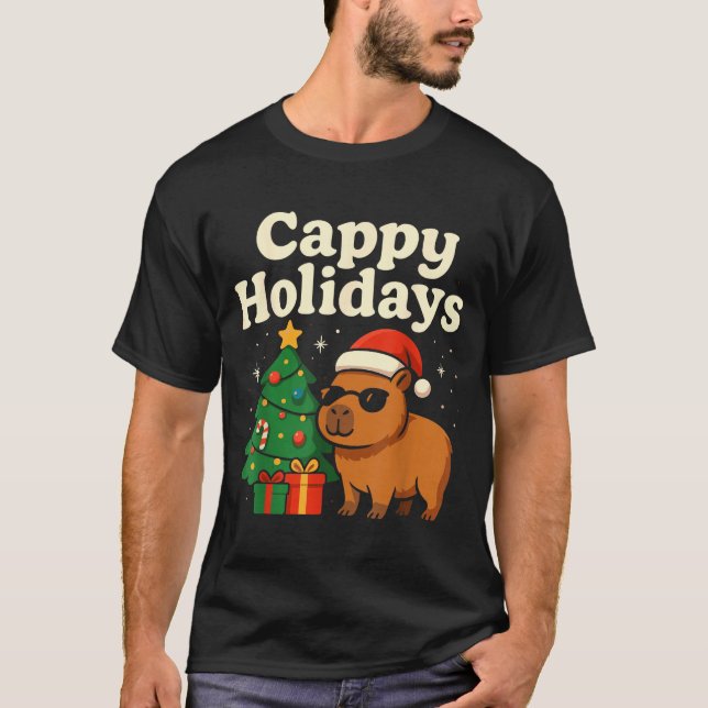Capybara Christmas Shirt, Funny Capy Holidays  T Shirt (Framsida)