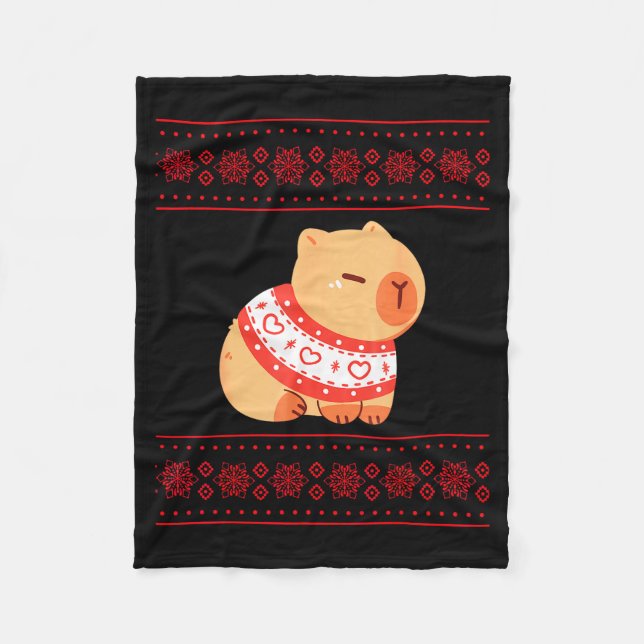 Capybara Christmas Sweater  Fleecefilt (Framsidan)