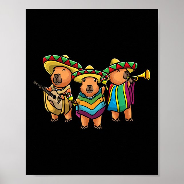 Capybara Cinco De Mayo Mexican Band Musician Kids Poster (Framsidan)