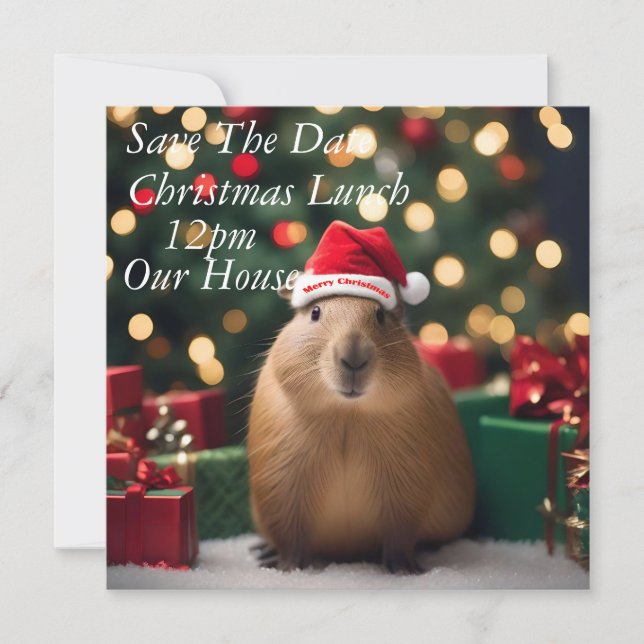 "Capybara Claus: A Festive Bokeh Wonderland" Spara Datumet (Framsida)