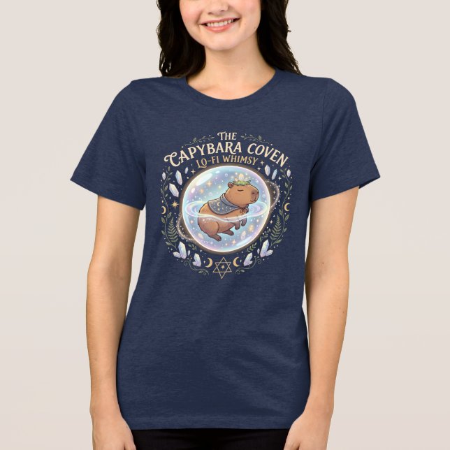 Capybara Coven Crystal Ball Celestial Witchy  T Shirt (Framsida)