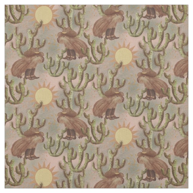 Capybara Cowboy Jane- vismisk djurliv Tyg (Provkarta)