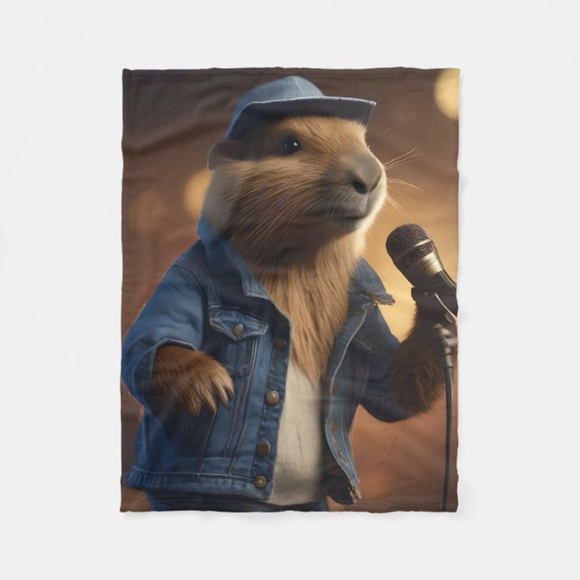 "Capybara Cowboy: Serenading the Vilda western" Fleecefilt (Framsidan)
