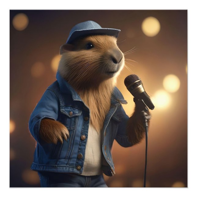 "Capybara Cowboy: Serenading the Vilda western" Fototryck (Framsidan)