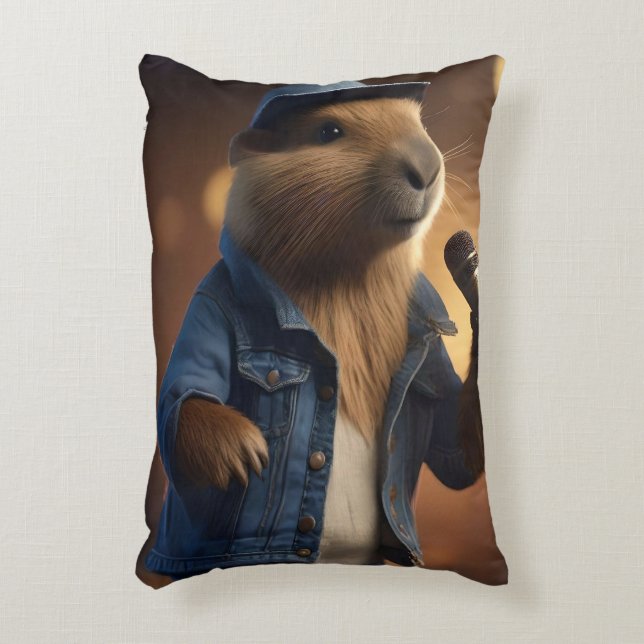 "Capybara Cowboy: Serenading the Vilda western" Prydnadskudde (Framsidan(Vertikal))
