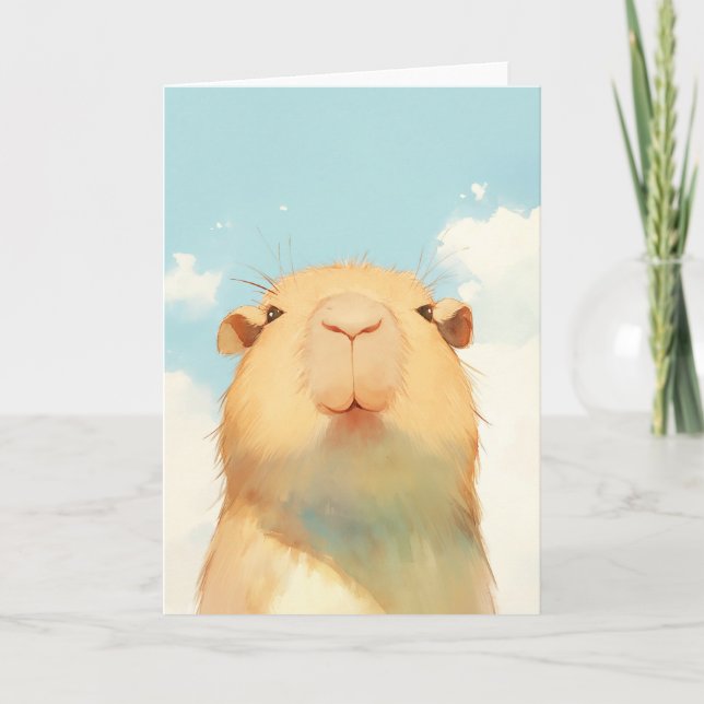 Capybara Cute Ansikte Kort (Framsida)