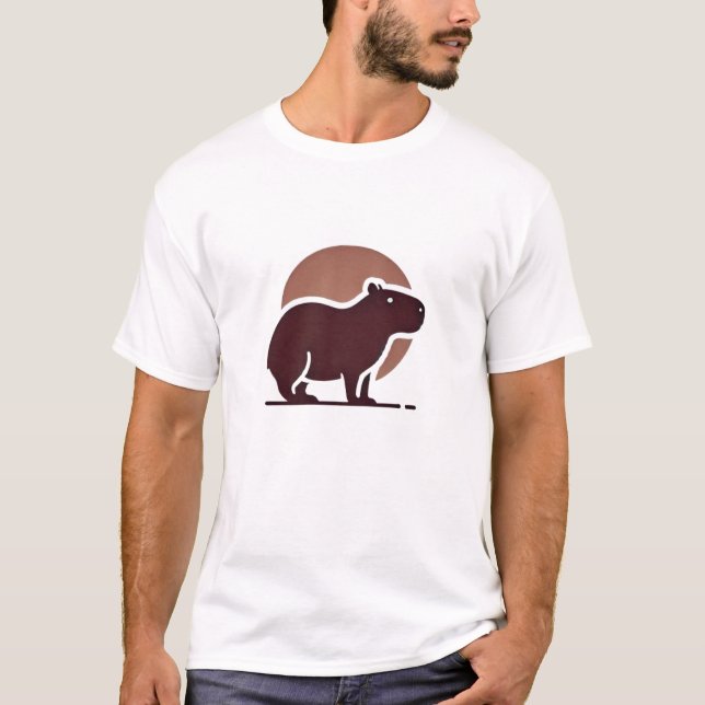 Capybara Cute Minimalist Silhouette Nature T-Shirt (Framsida)