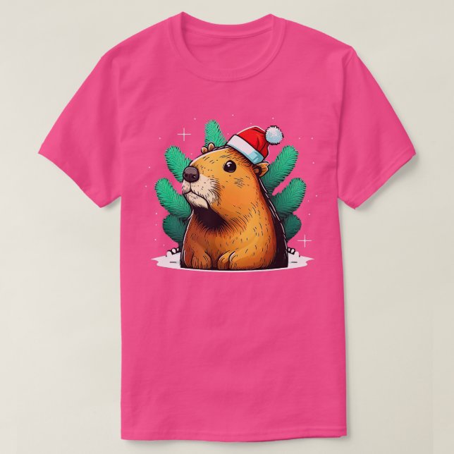 Capybara Cute och Lustigt Capybara-jul T Shirt (Design framsida)