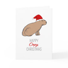 Capybara Cute Retro Hand-Drawn julkort