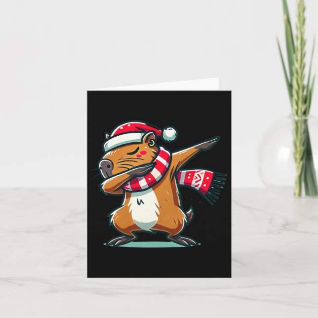Capybara Dabbing jul Funny Santa Julafton Kort (Framsida)