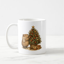 Capybara Dekorerar Julgran Mysig Retropresent Kaffemugg
