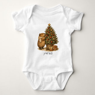 Capybara Dekorerar Julgran Mysig Retropresent T Shirt