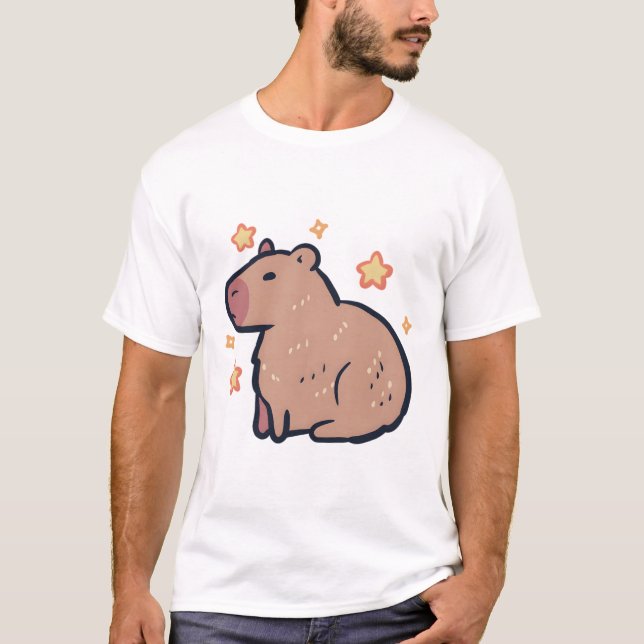 Capybara Delight � Cute Animal Art T Shirt (Framsida)