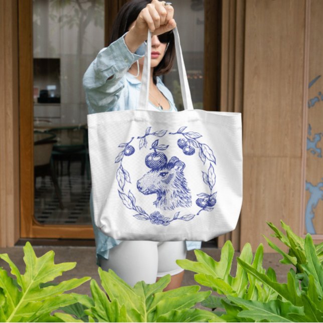 Capybara-djur med äpplen tygkasse (Skapare uppladdad)