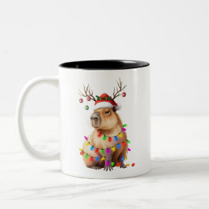 Capybara Djurälskare Julbelysning Cappy Xmas Två-Tonad Mugg