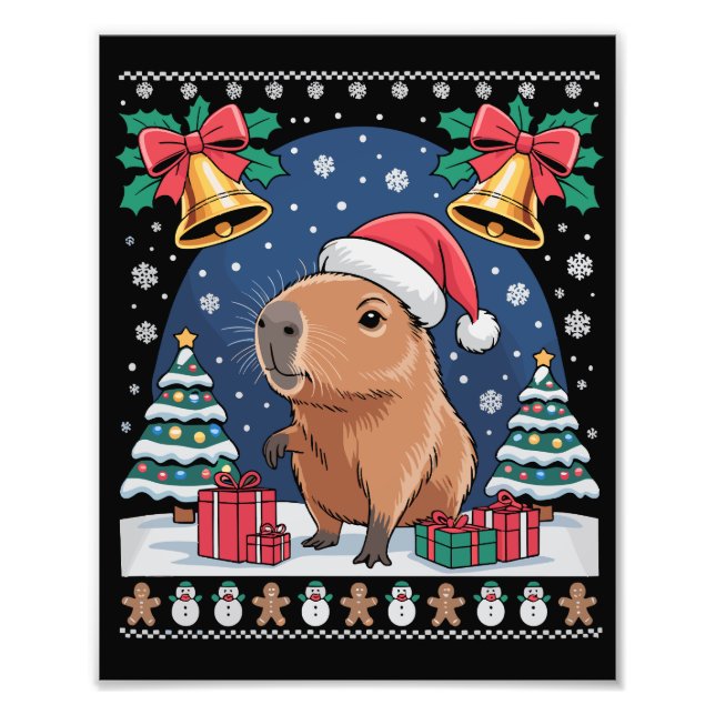 Capybara Djurälskare Xmas Present Fult Capybara  Fototryck (Framsidan)