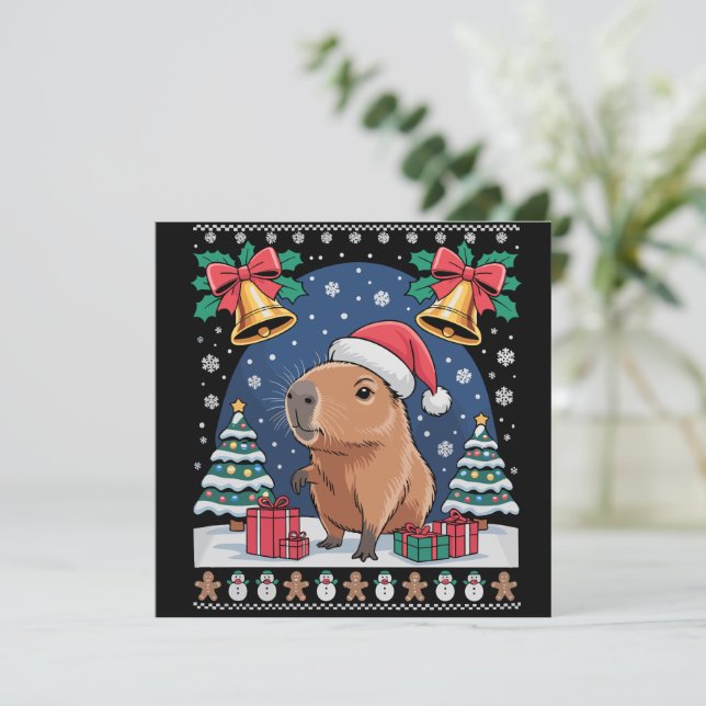Capybara Djurälskare Xmas Present Fult Capybara  Julkort (Stående Fram)