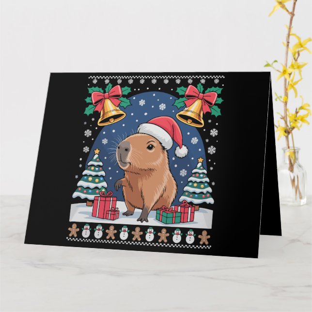 Capybara Djurälskare Xmas Present Fult Capybara Kort (Gul blomma)