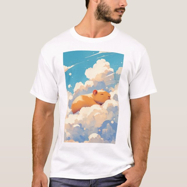 Capybara Dreaming i molnen T Shirt (Framsida)
