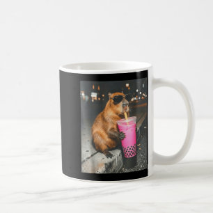 Capybara dricker isglass med boba rolig djur meme kaffemugg