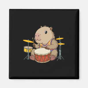Capybara Drummer spelar Drums Rodents Funny Capyb Magnet