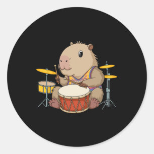 Capybara Drummer spelar Drums Rodents Funny Capyb Runt Klistermärke
