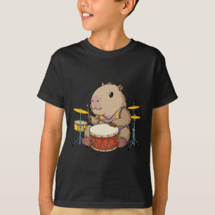 Capybara Drummer spelar Drums Rodents Funny Capyb T Shirt