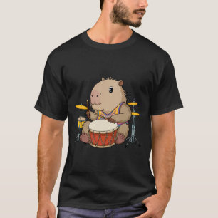 Capybara Drummer spelar Drums Rodents Funny Capyb T Shirt