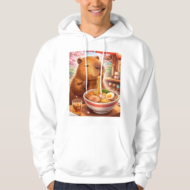 Capybara Eating Ramen Hoodie (Framsida)