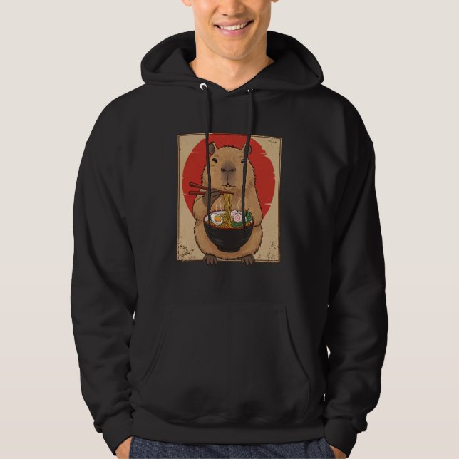 Capybara Eating Ramen Japanese Noodles Kawaii Art  Hoodie (Framsida)