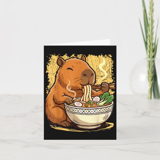 Capybara Eating Ramen Noodles  Kort (Framsida)
