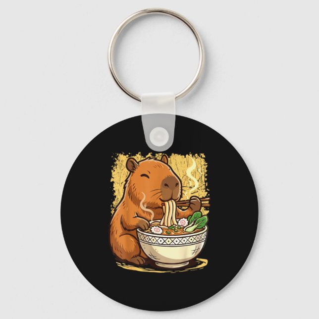 Capybara Eating Ramen Noodles  Nyckelring (Framsida)