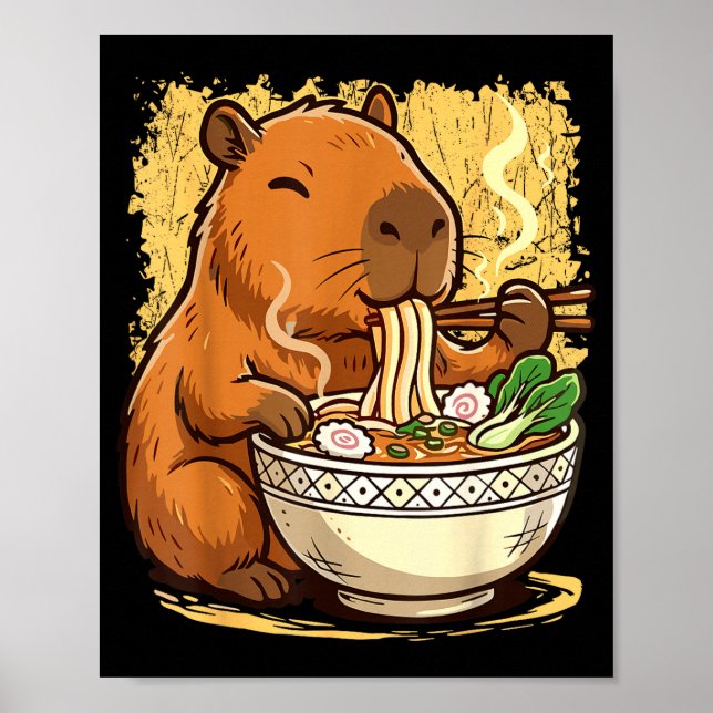 Capybara Eating Ramen Noodles  Poster (Framsidan)