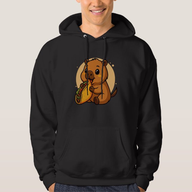 Capybara Eating Taco Mexican Capybara Kawaii Anime Hoodie (Framsida)