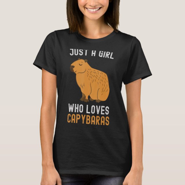 Capybara, en flicka som Kärlekar Capybaras till kv T Shirt (Framsida)
